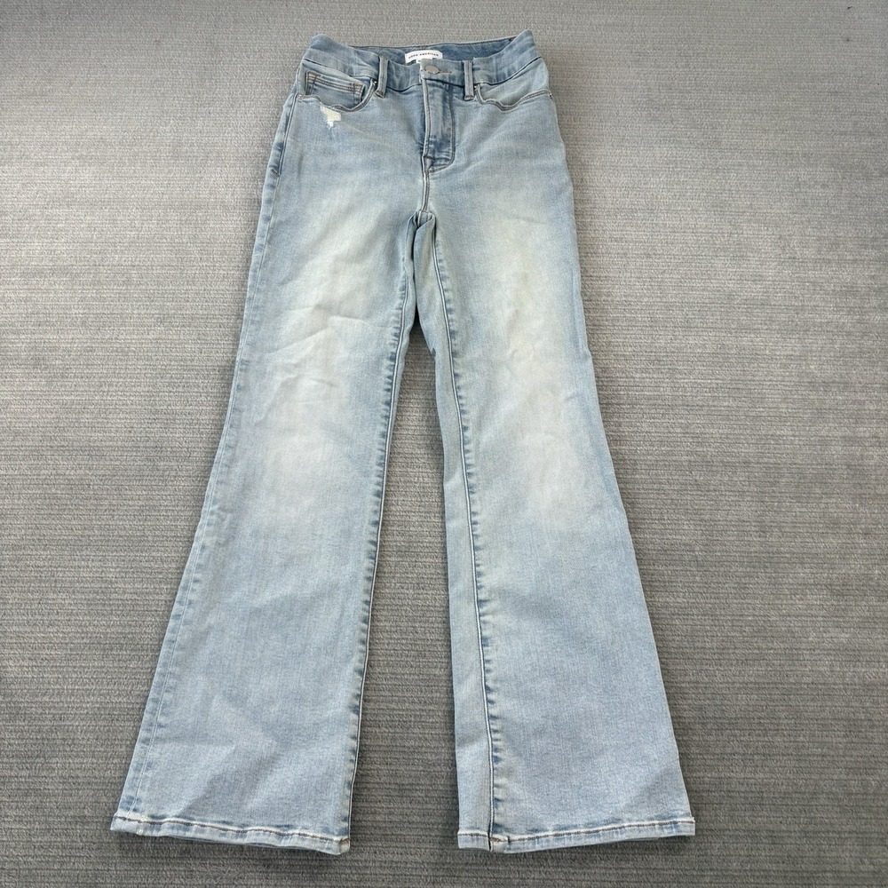 Good American Jeans Womens 00/24 Blue Good Legs Crop Mini Boot Flared Leg